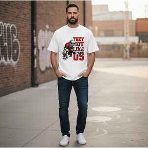 Mens Graphic T Shirt White Bulldog Print Oversized Tee XL